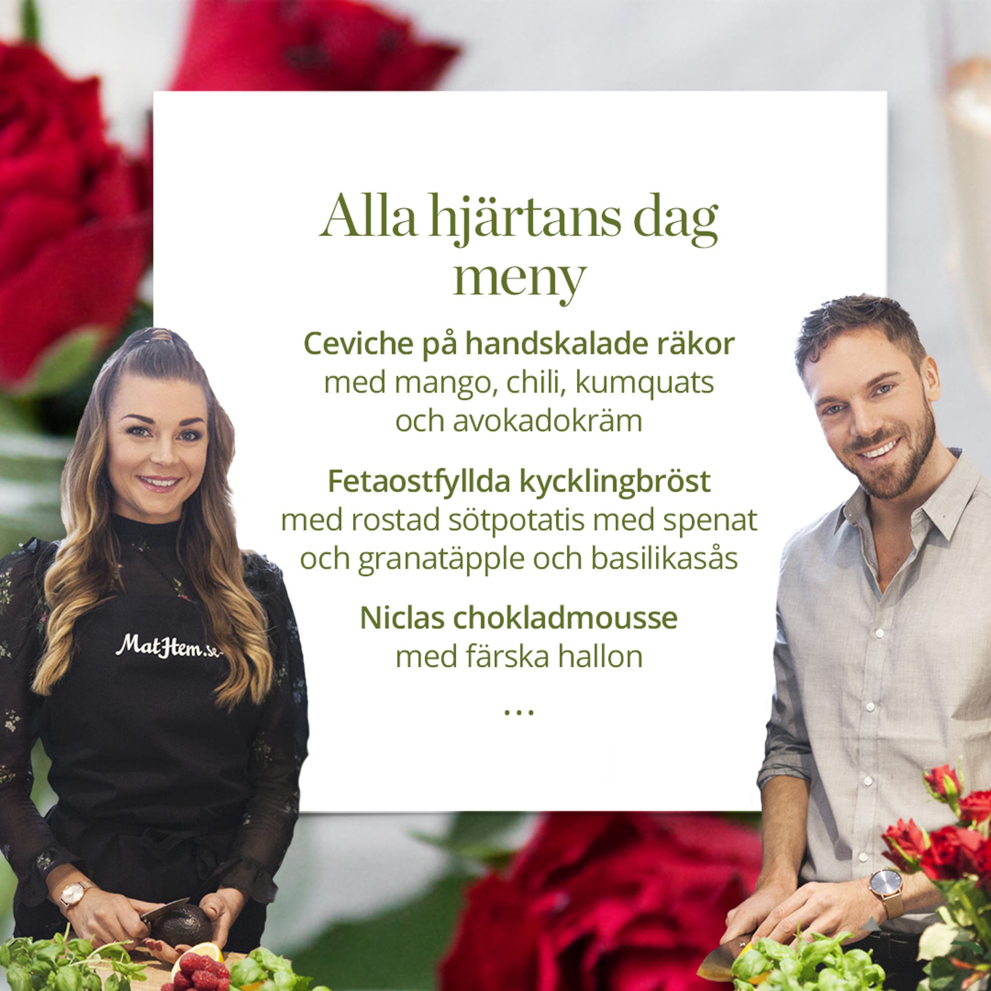Trerätters meny med fetaostfylld kyckling