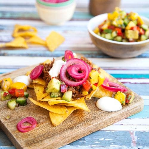 Snabblagad chili med salsa och picklad rödlök