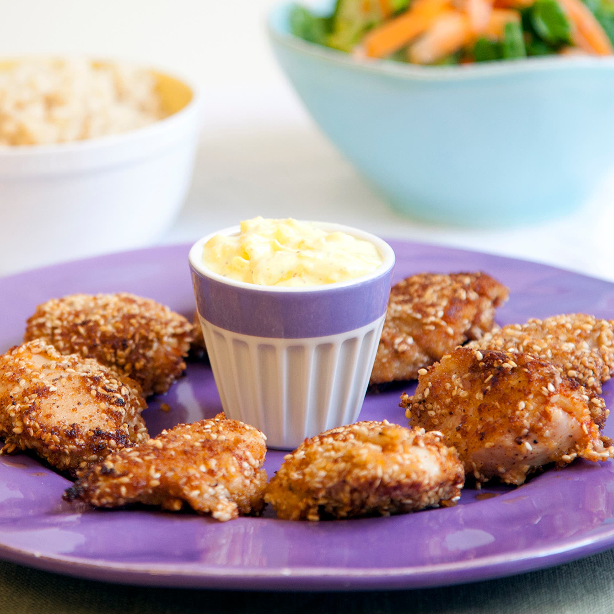 Chicken nuggets med curry- och äppeldipp