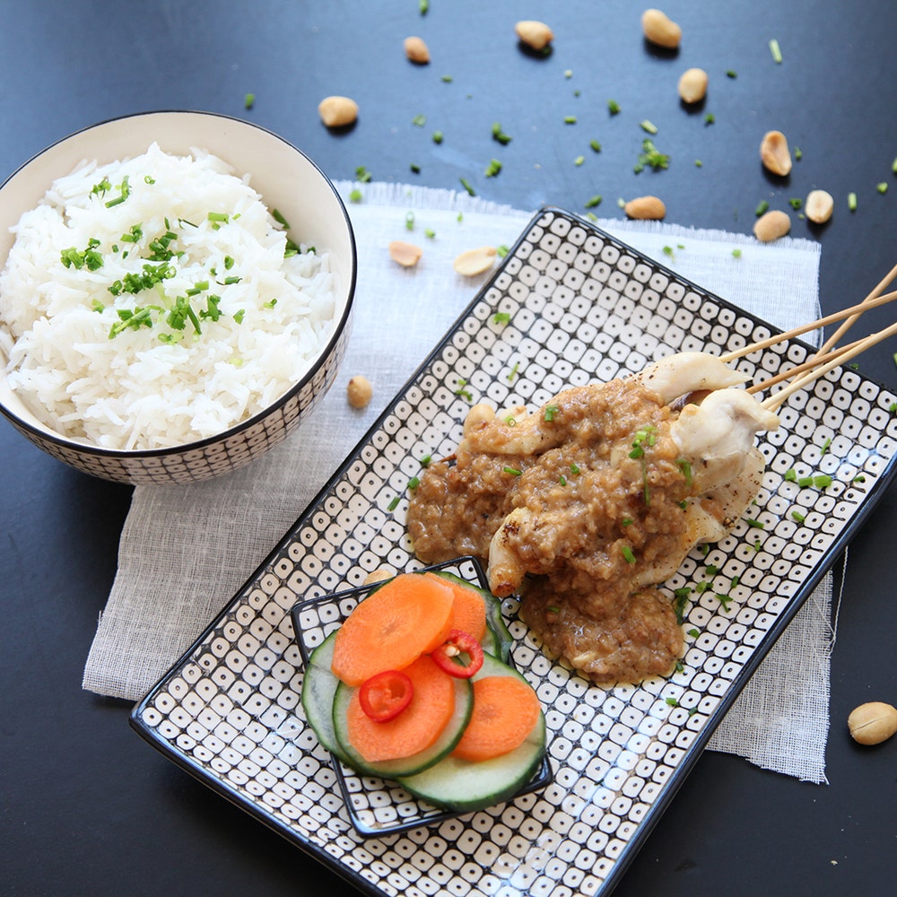 Chicken zatay med inlagda grönsaker