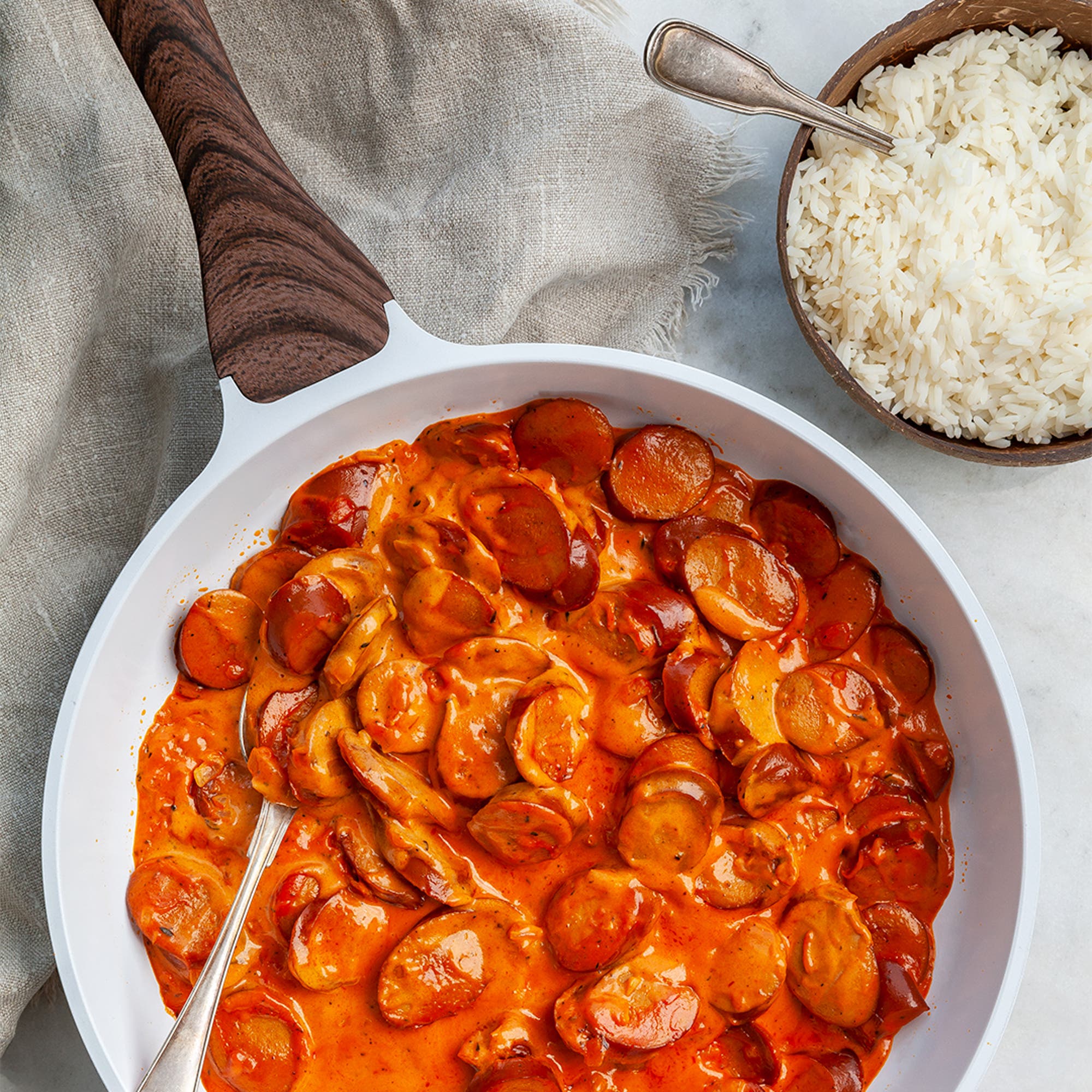Stroganoff på kycklingkorv