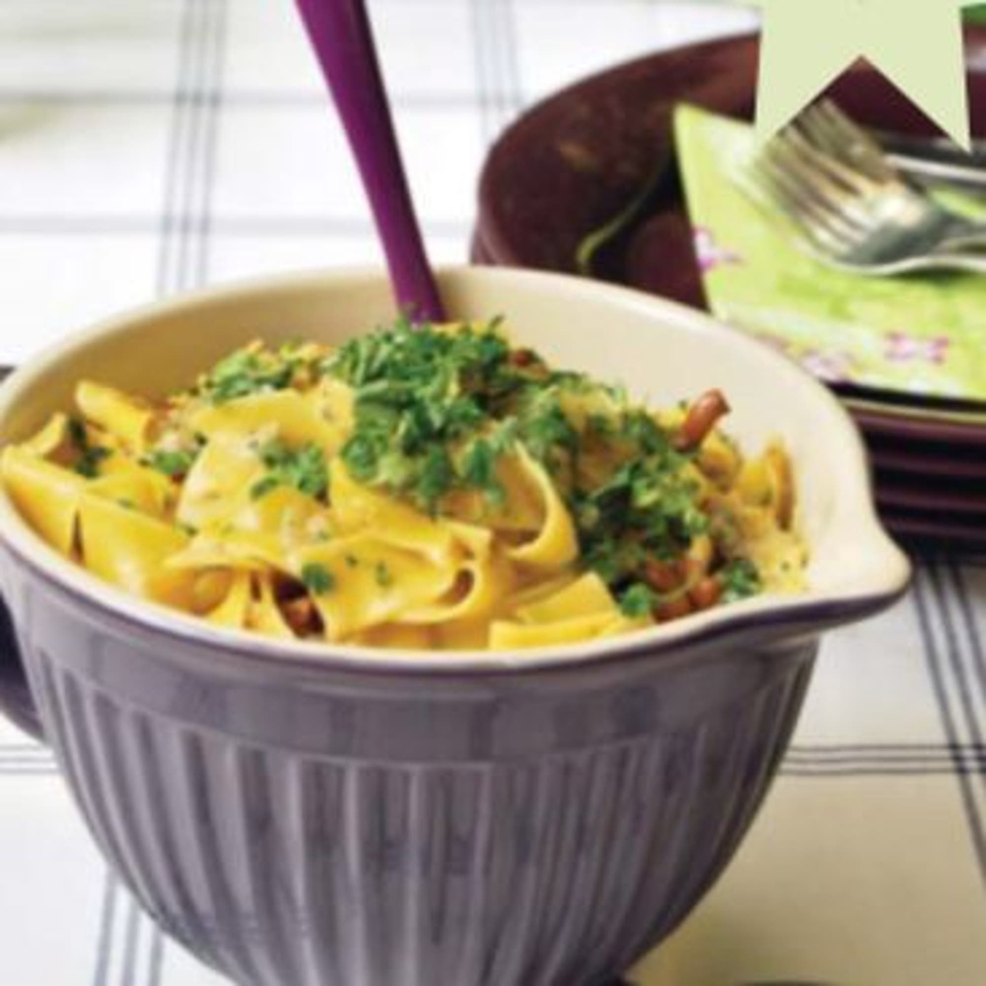 Kantarellpasta med spenat & parmesan