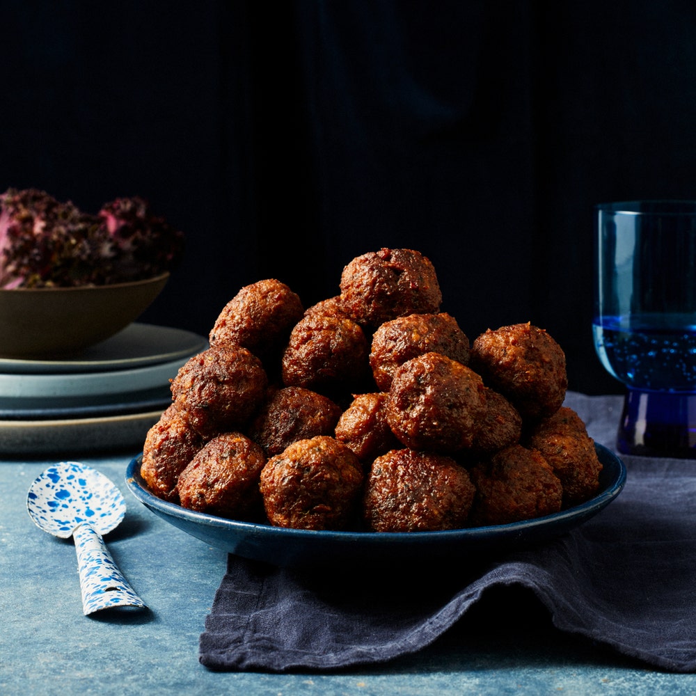 Julköttbullar med rostad lök