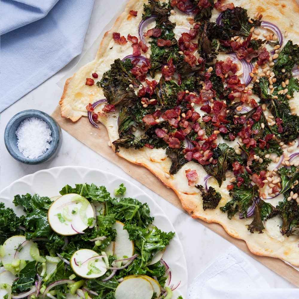 Gorgonzolapizza med grönkål