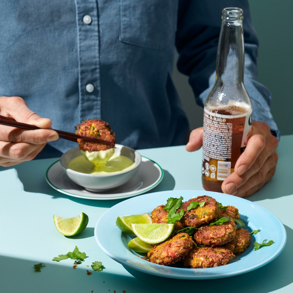 Crab cakes med lime och ingefära