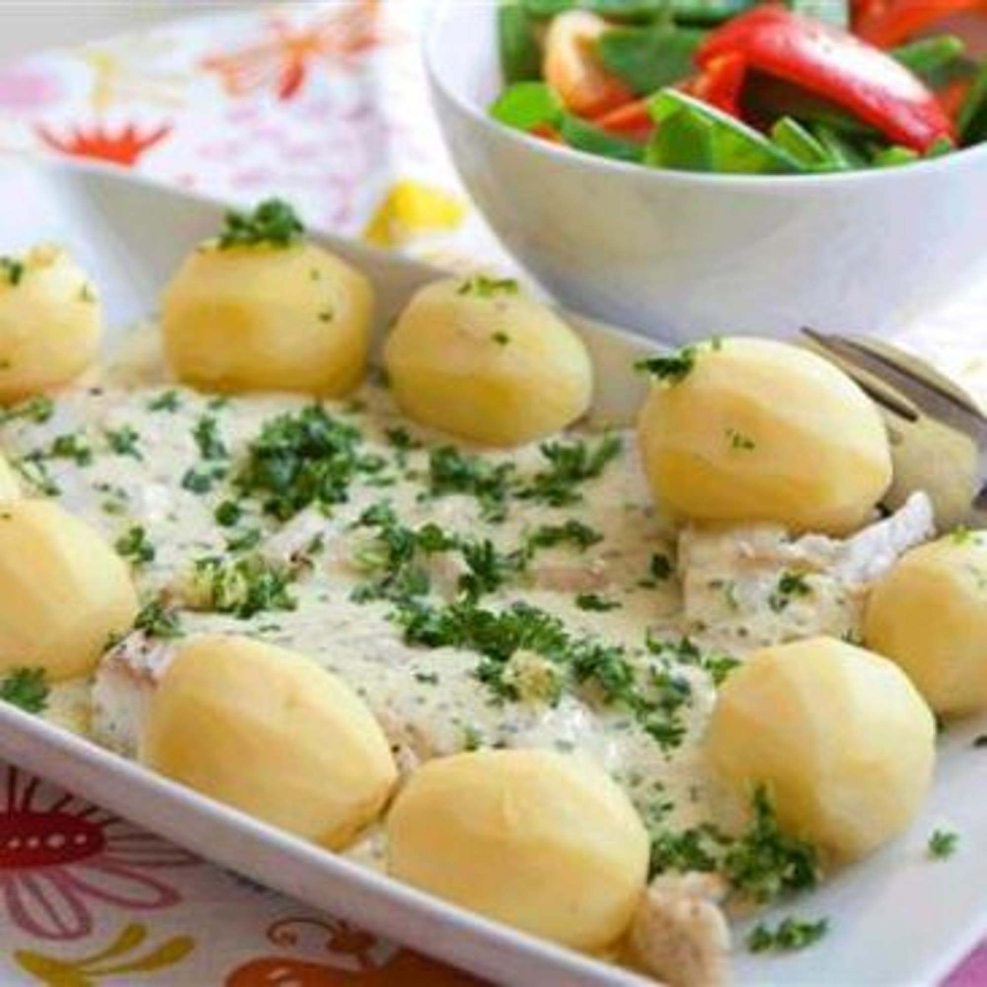 Stekt kolja i gremolatasås med pressad potatis