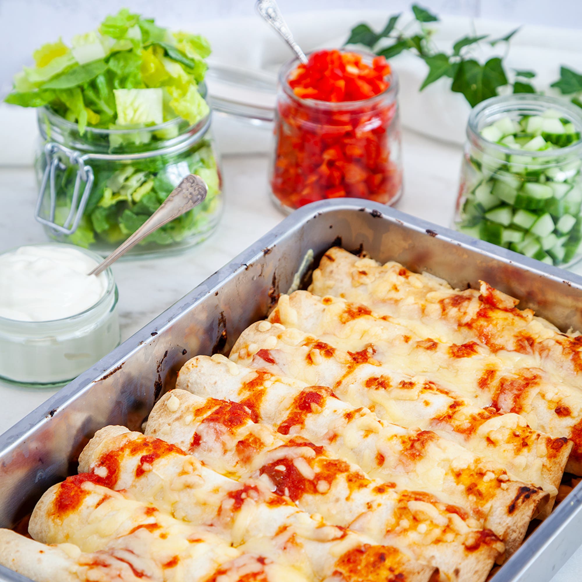 Enchiladas med halloumi
