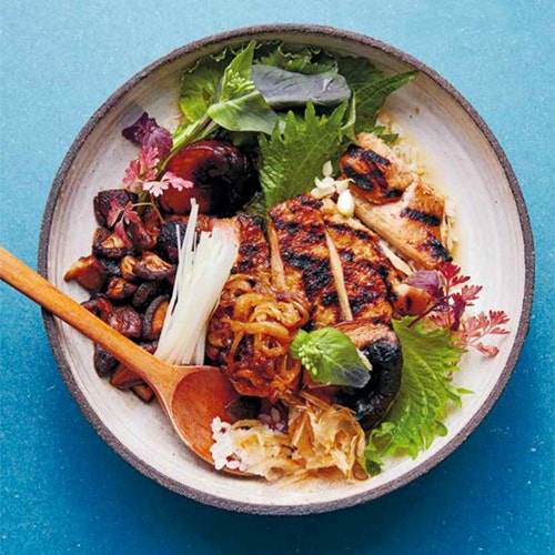Donburi, grillat kycklinglår