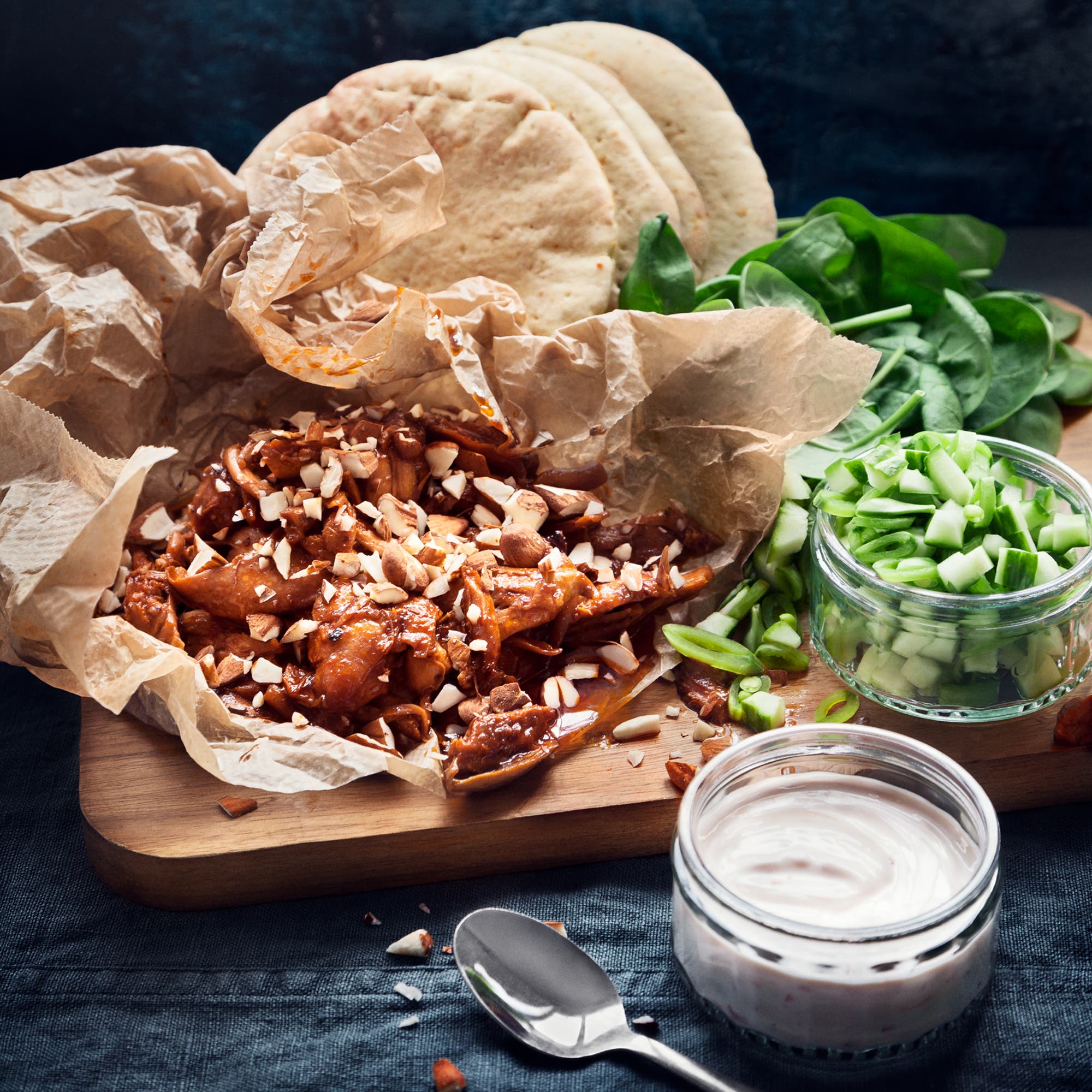 Pulled chicken i pitawrap