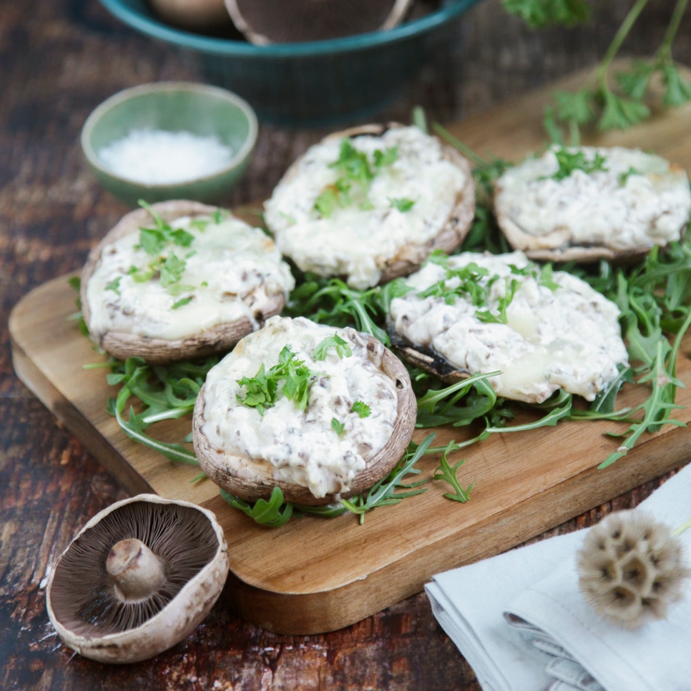 Gorgonzolafyllda portabellosvampar