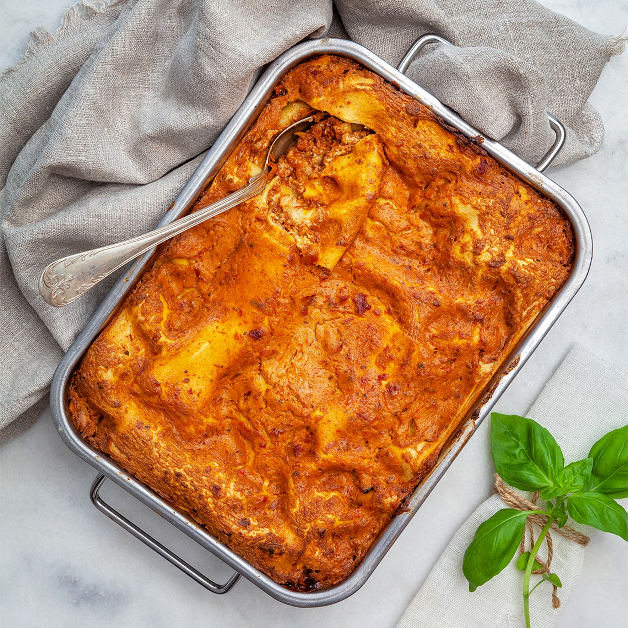 Snabb vegetarisk lasagne med pesto