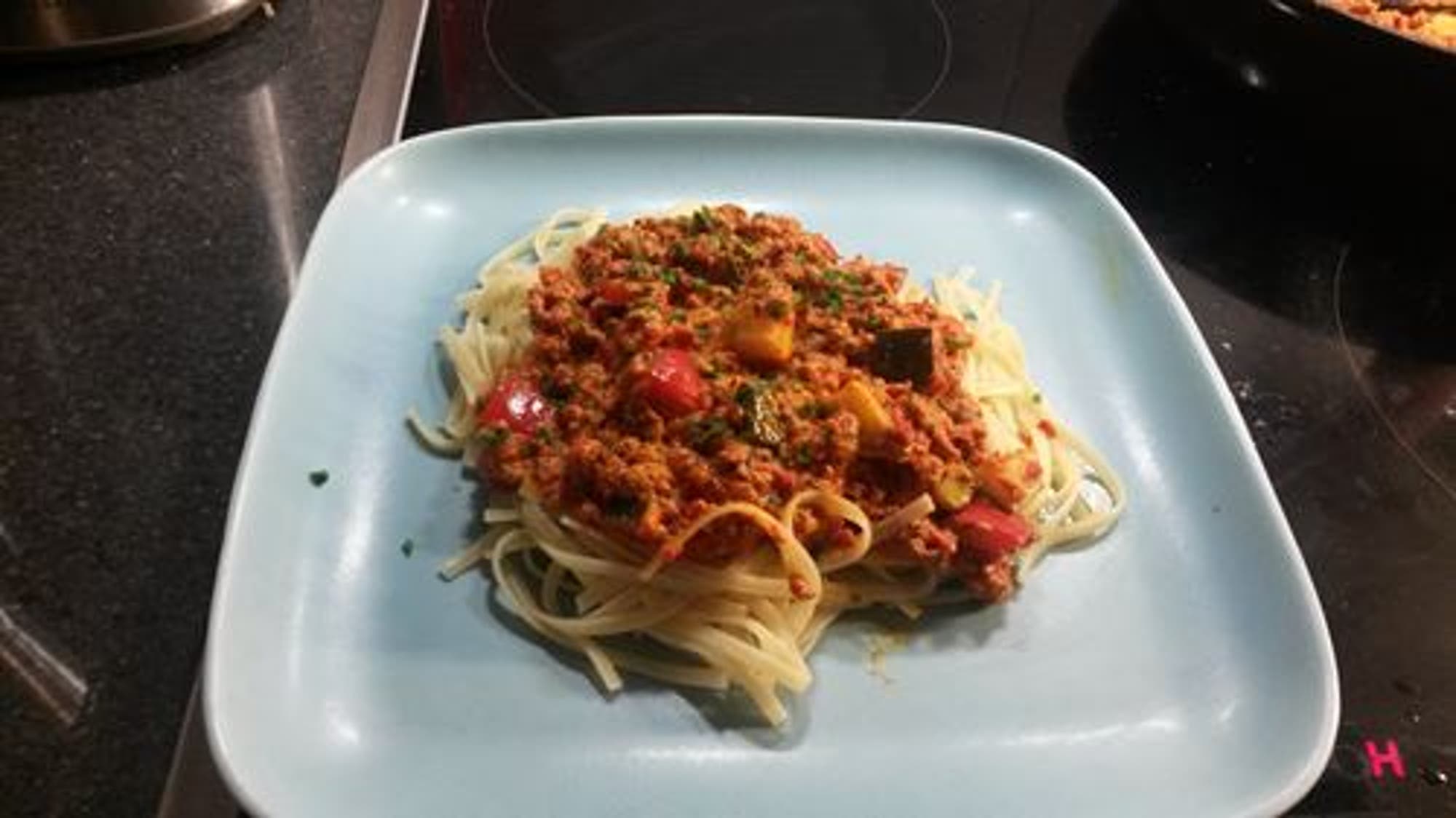 Quornfärsgryta med linguine