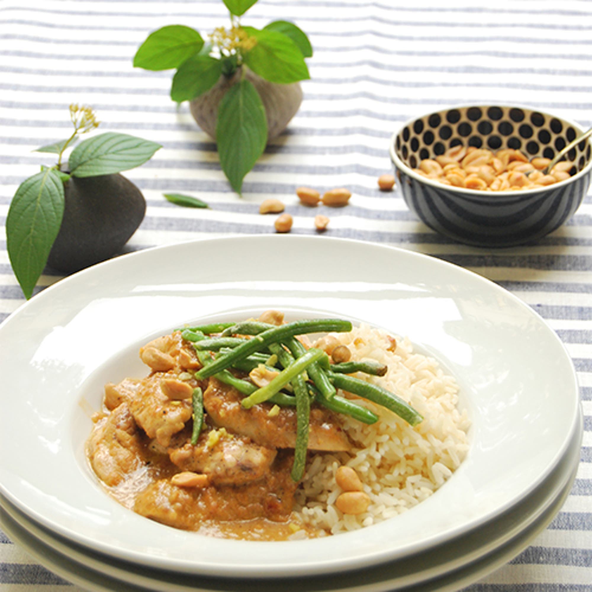 Zataykyckling med ingefärsrostade haricots verts
