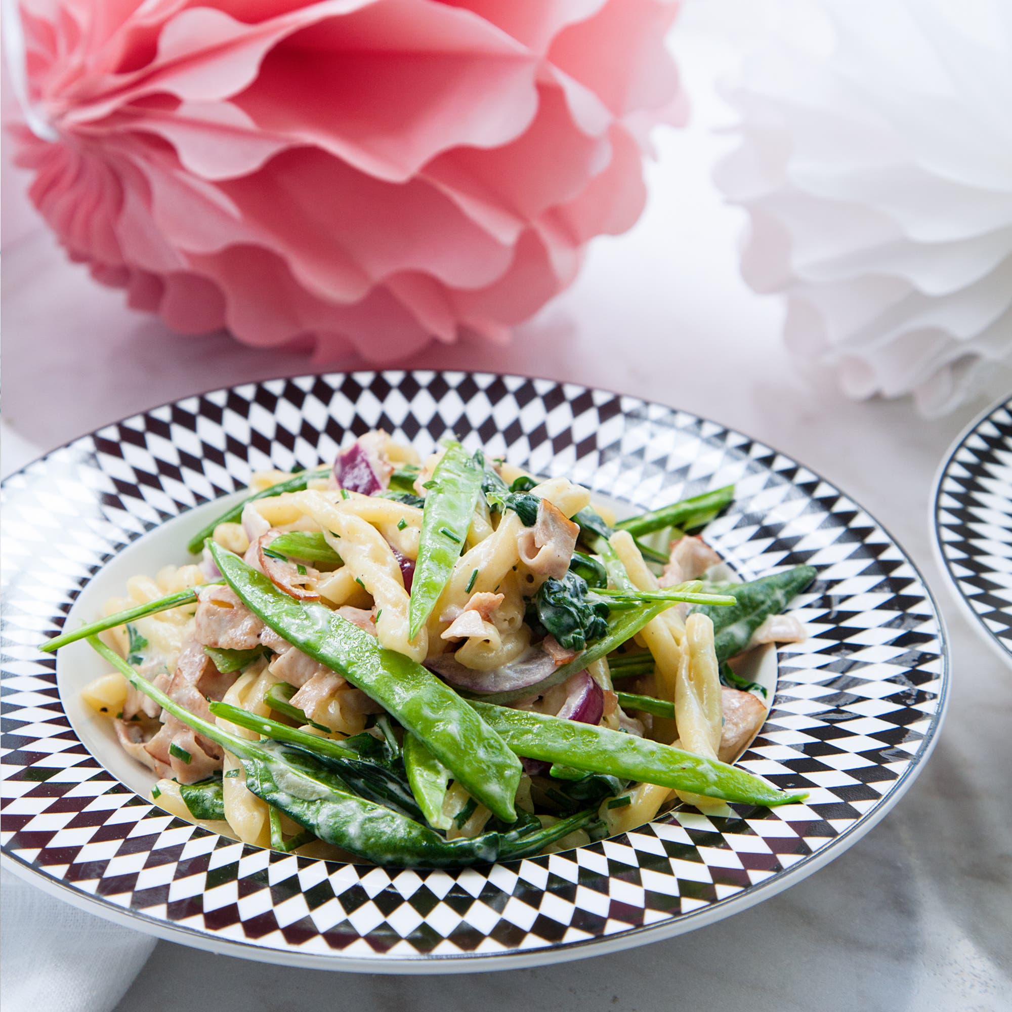 Citrondoftande pasta med kycklingbacon