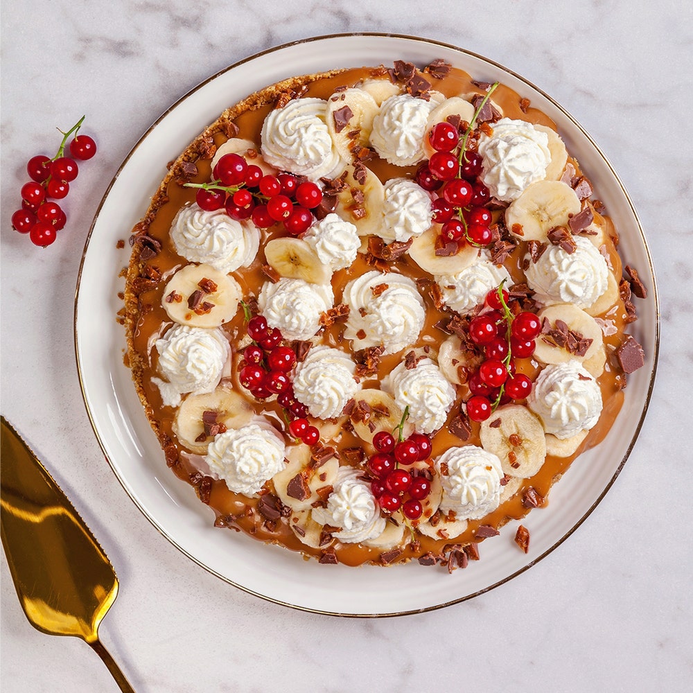 Banoffee paj med vinbär