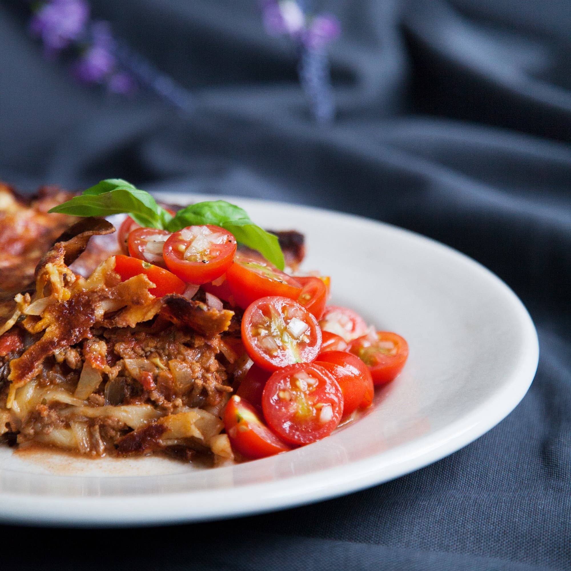Krämig köttfärslasagne med aubergine