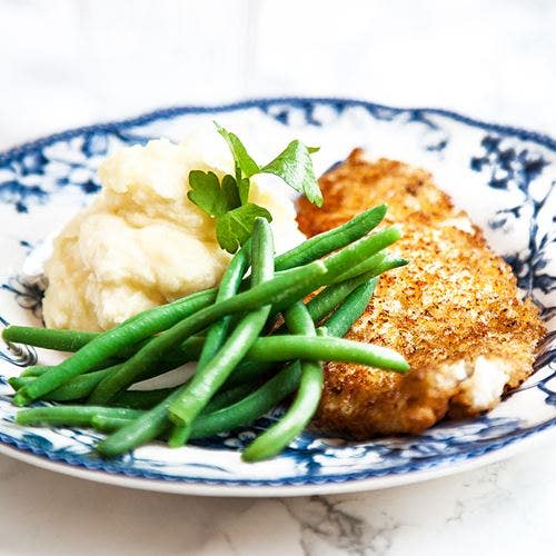 Panerad spätta med potatismos