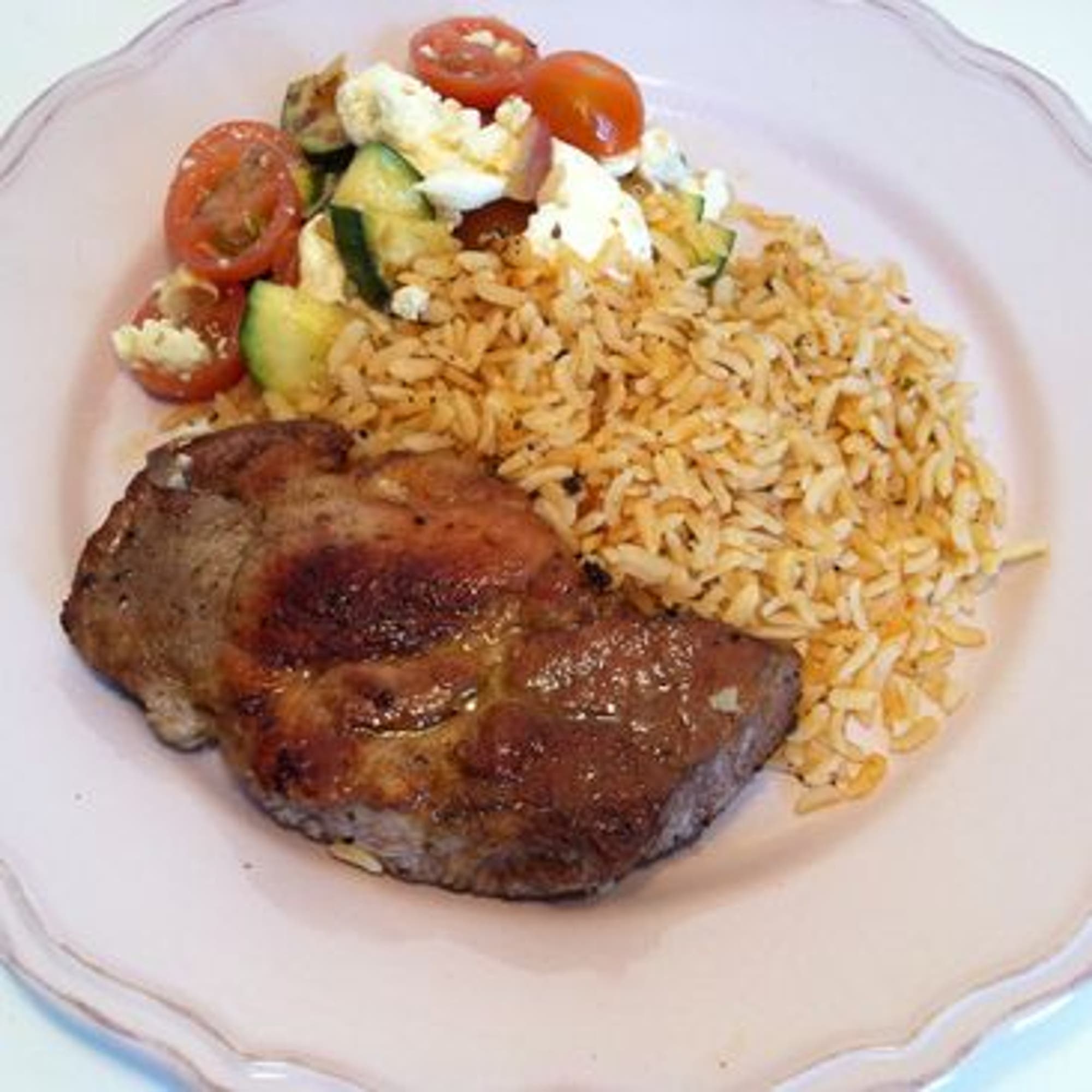 Fläskkarré med italienskt ris och Caprese