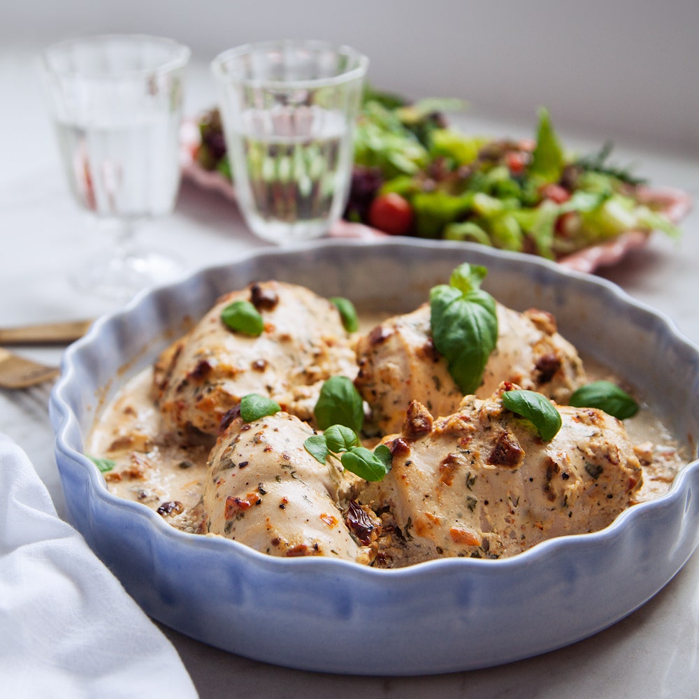 Kycklingrullader med fetaost och ris