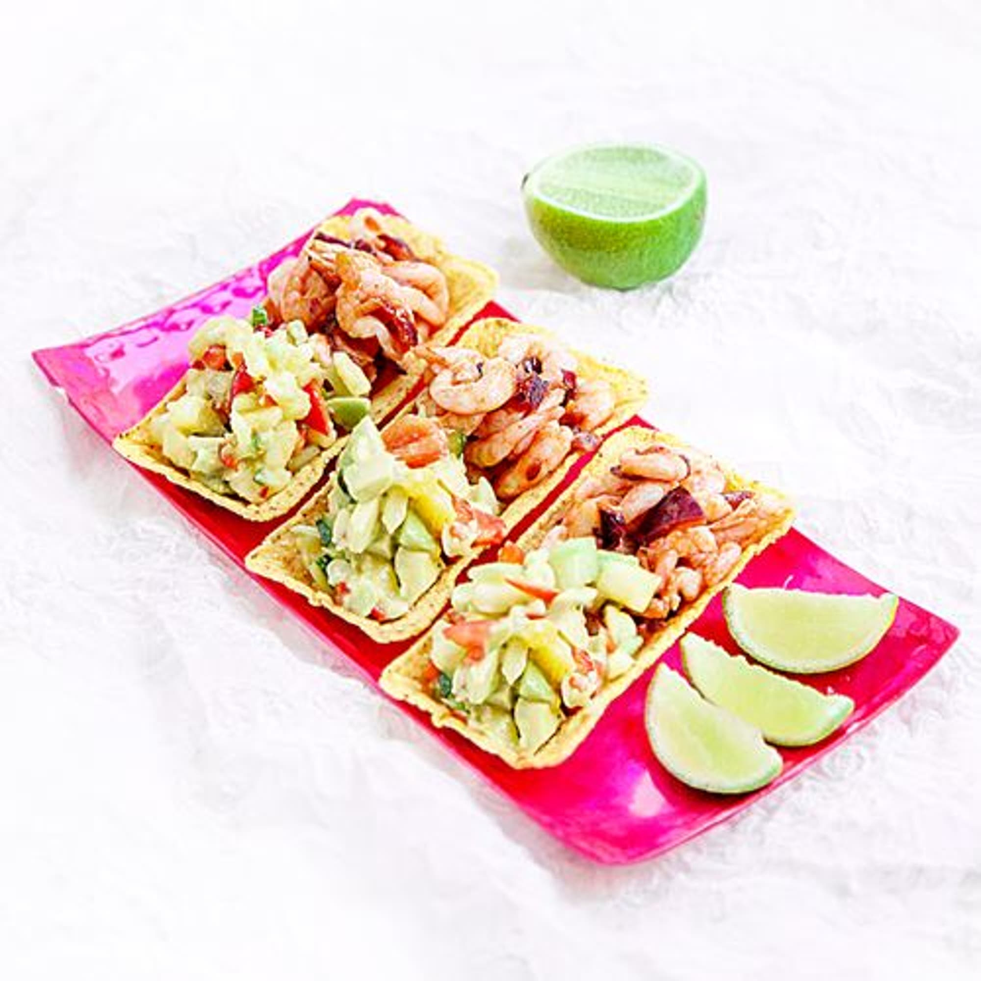 Räktacos med en fruktig het salsa