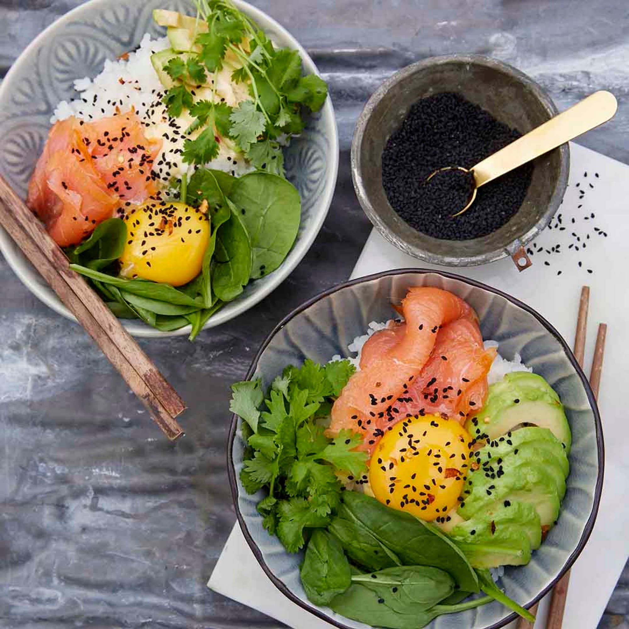 Rice bowl - lax, ris, avokado & koriander
