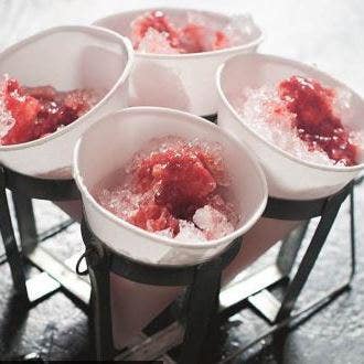 Snow cone med hallon & limoncello