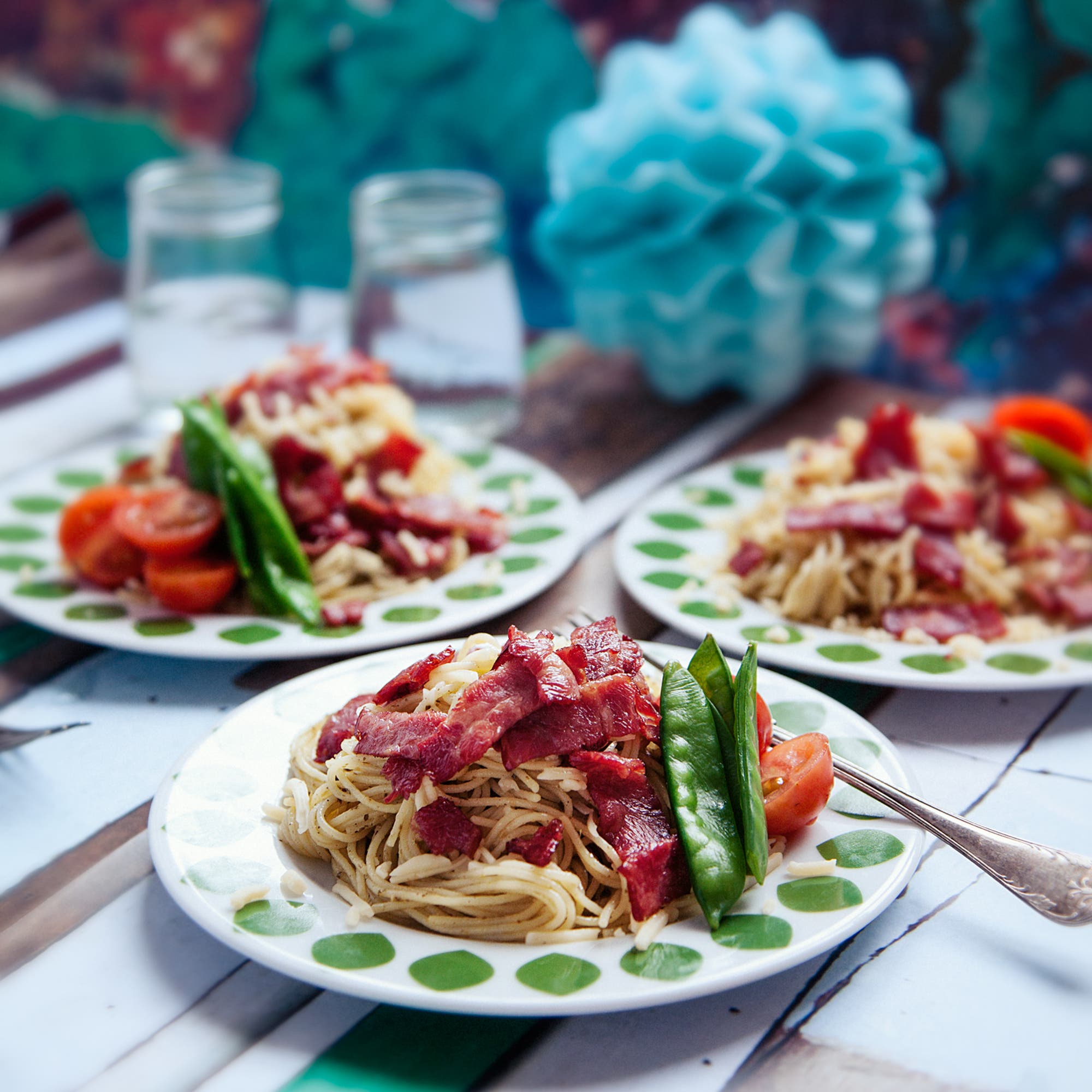 Pasta pesto med kycklingbacon