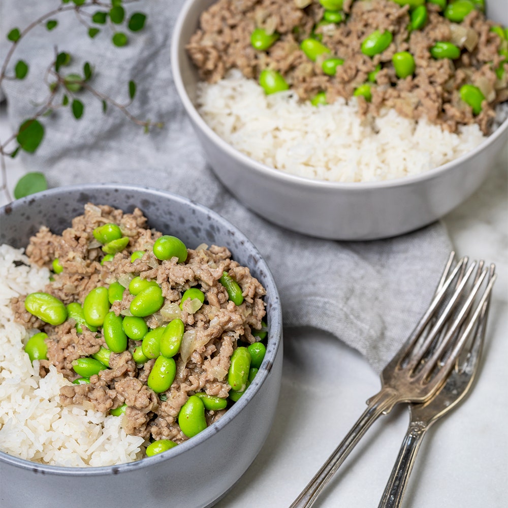 Snabb köttfärsgryta med sojabönor