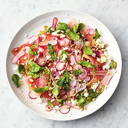 Sallad på melon, rädisa & fetaost