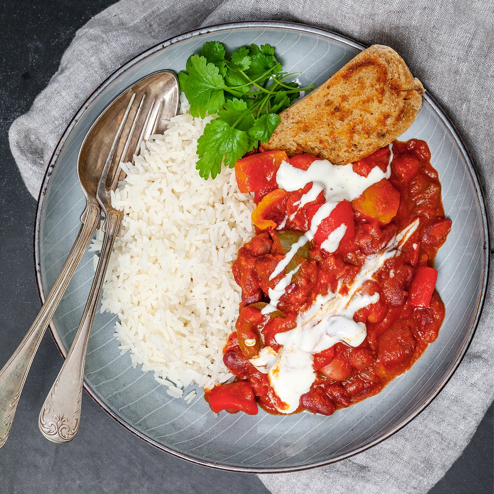 Chili sin carne med ris