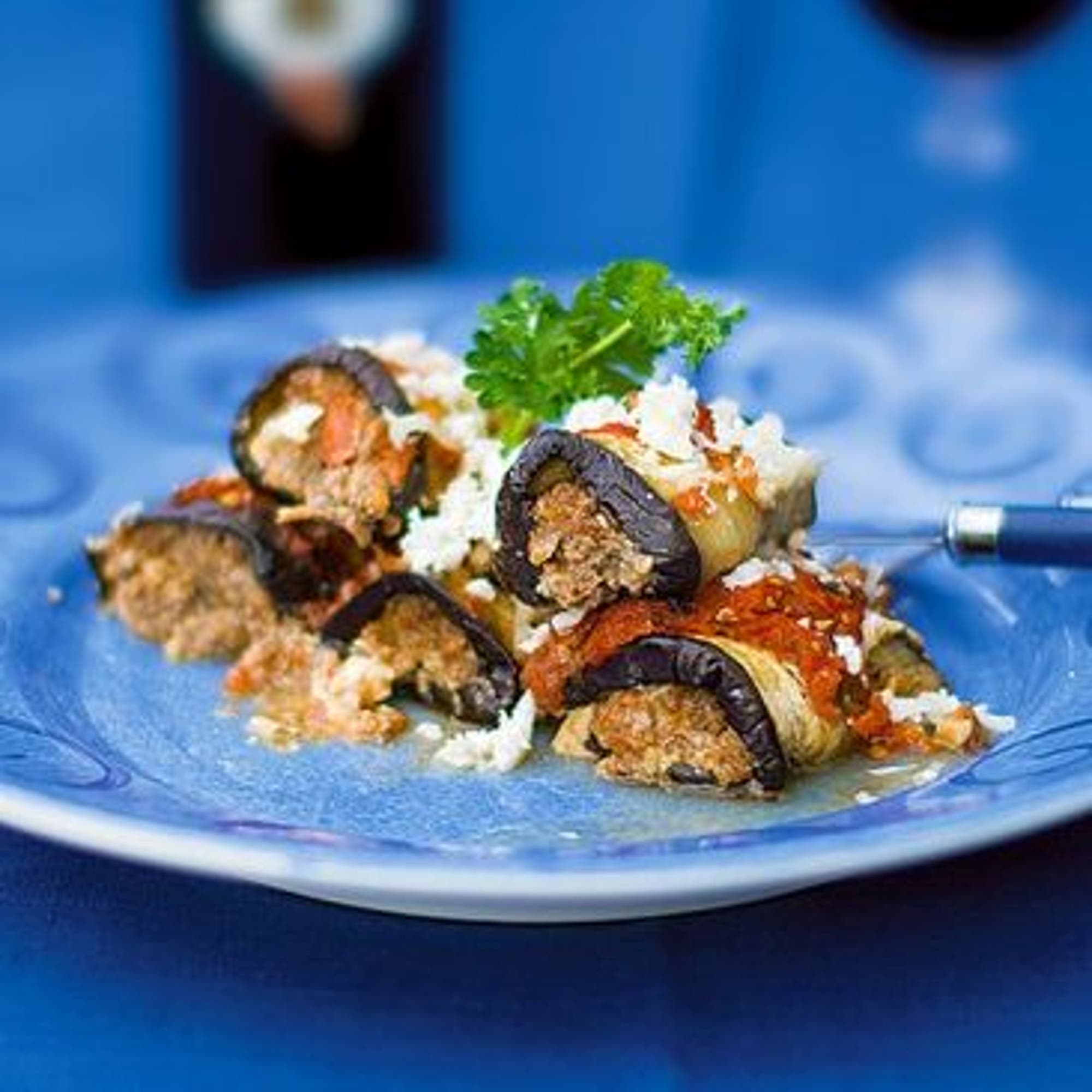 Auberginerullader med köttfärs