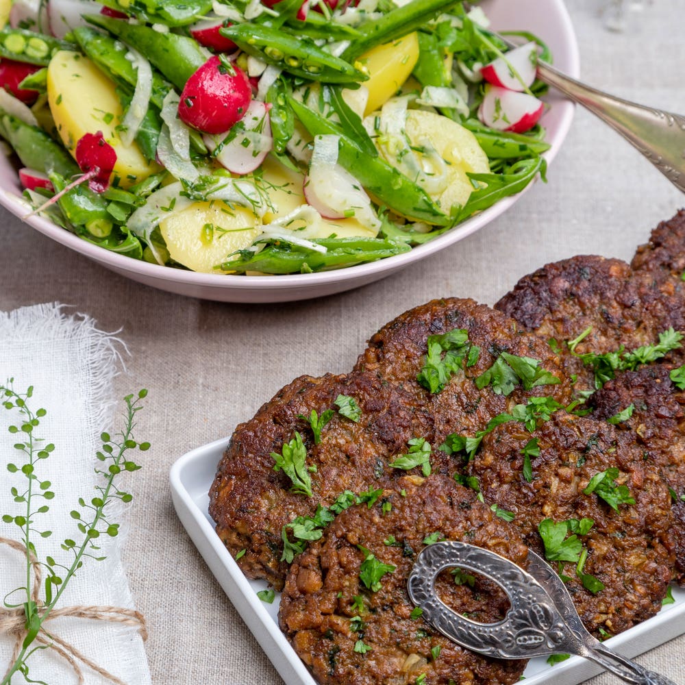 Citron och örtbiffar med potatissallad