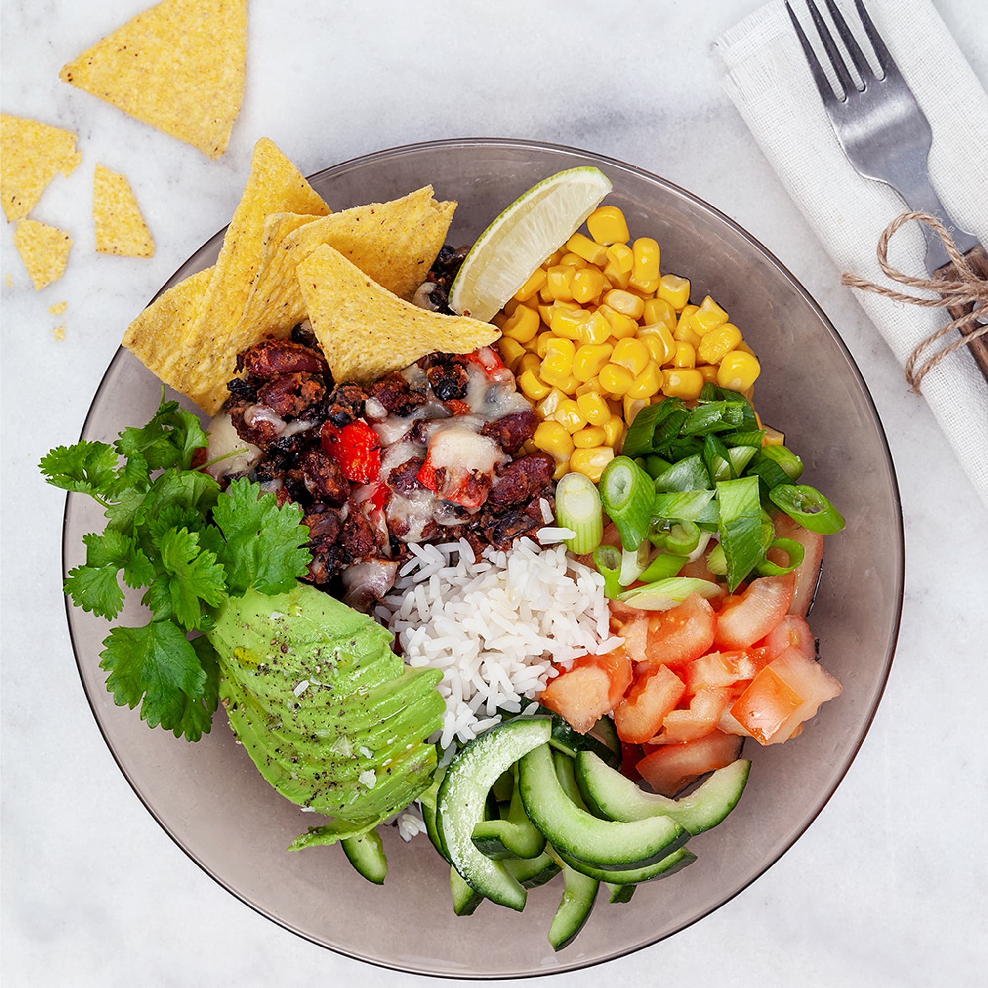 Burrito bowl med tortillachips