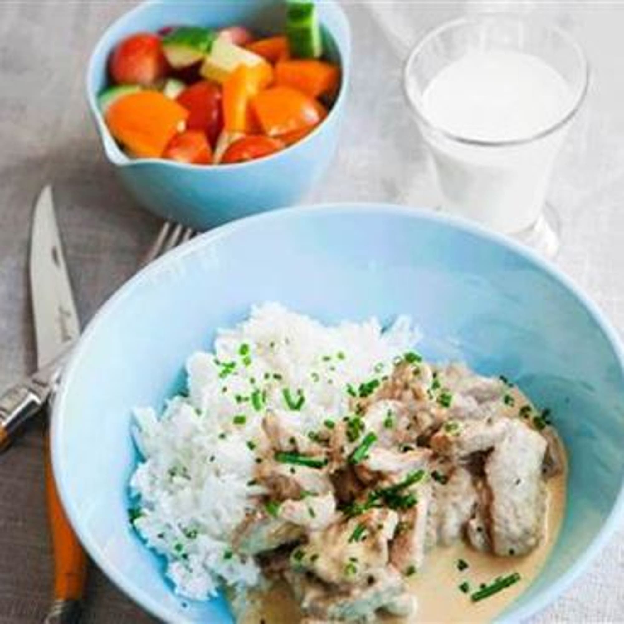 Fläskfilégryta med ris och grönsaker