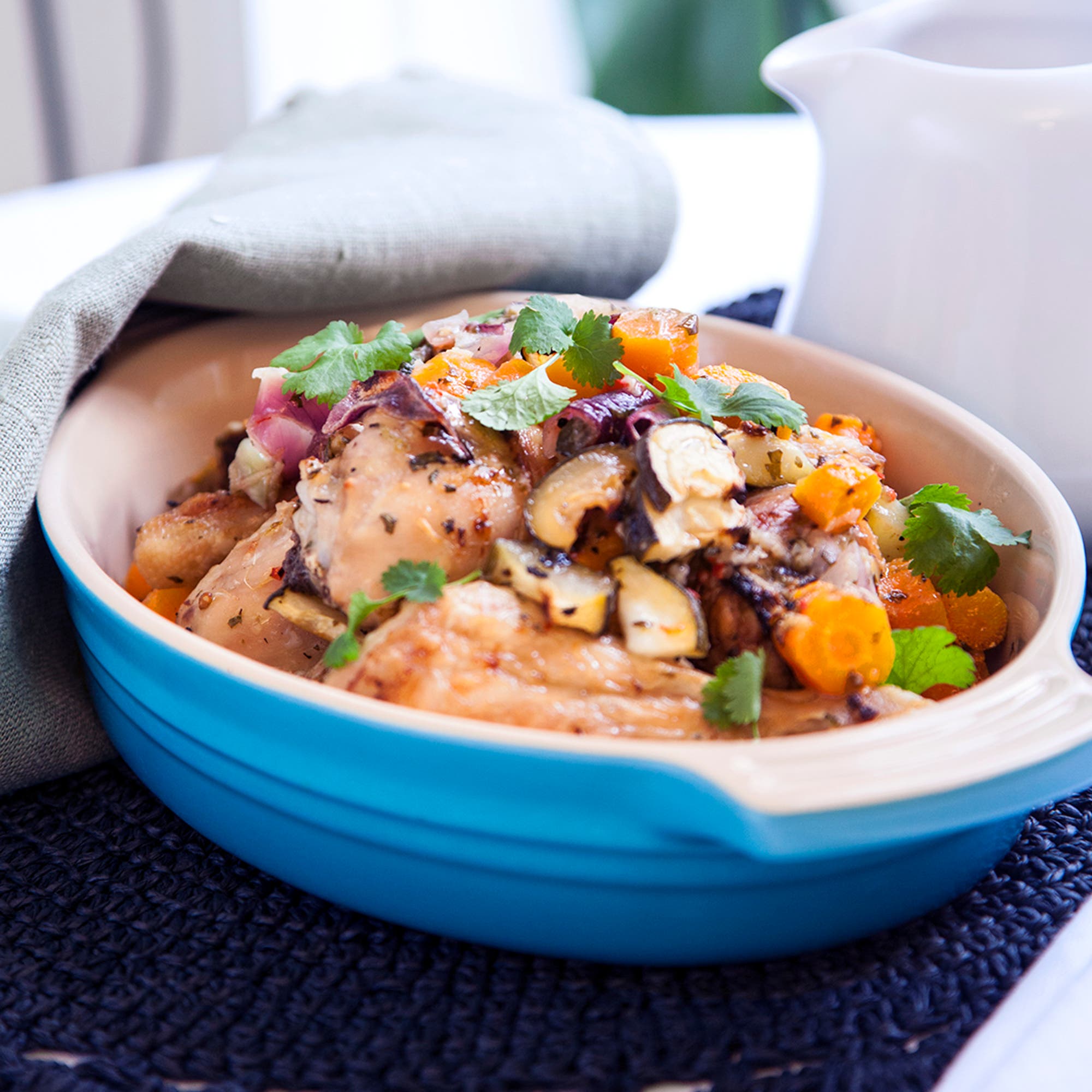 Thaikryddade kycklingben med kokossås och ris