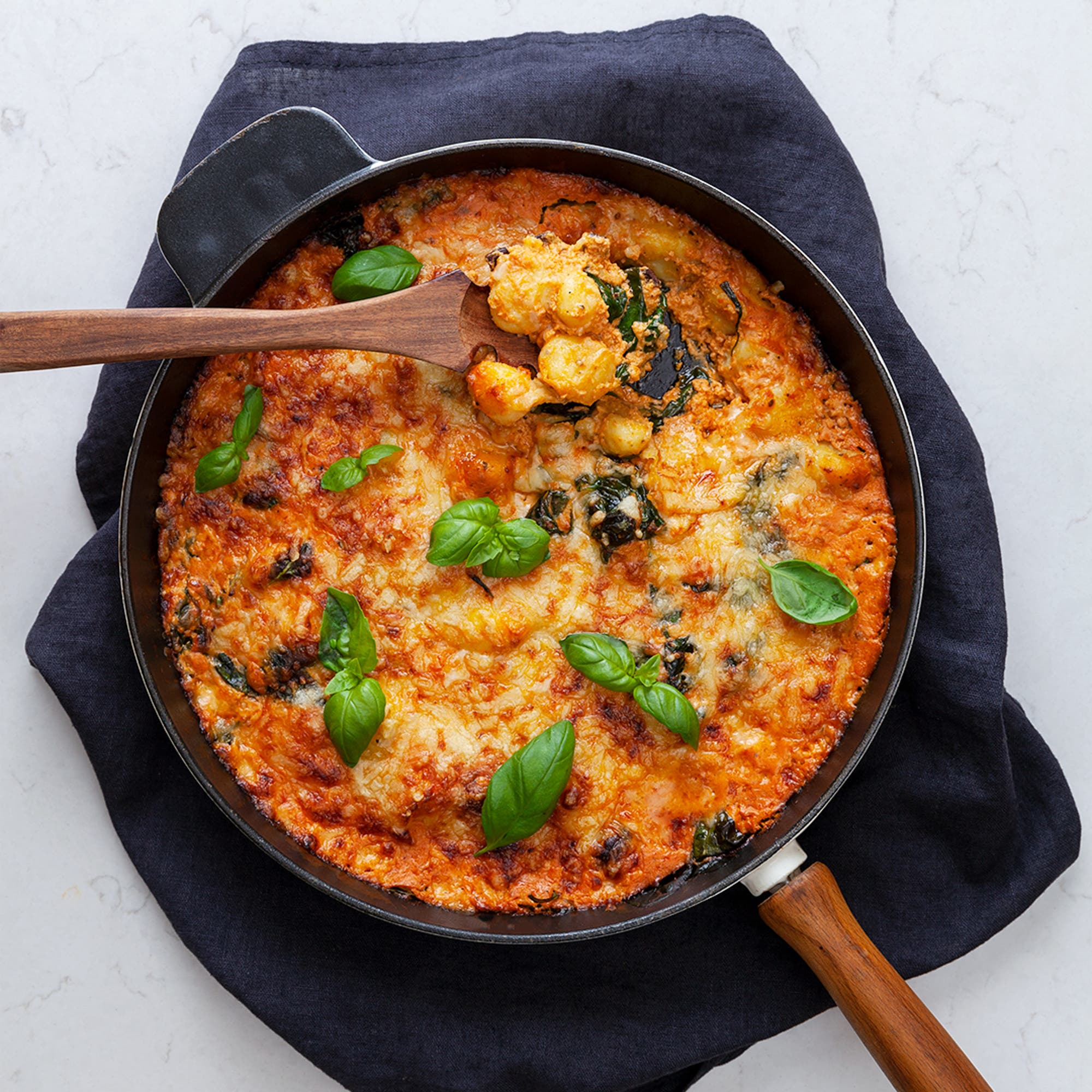 Gnocchigratäng med ricotta och spenat