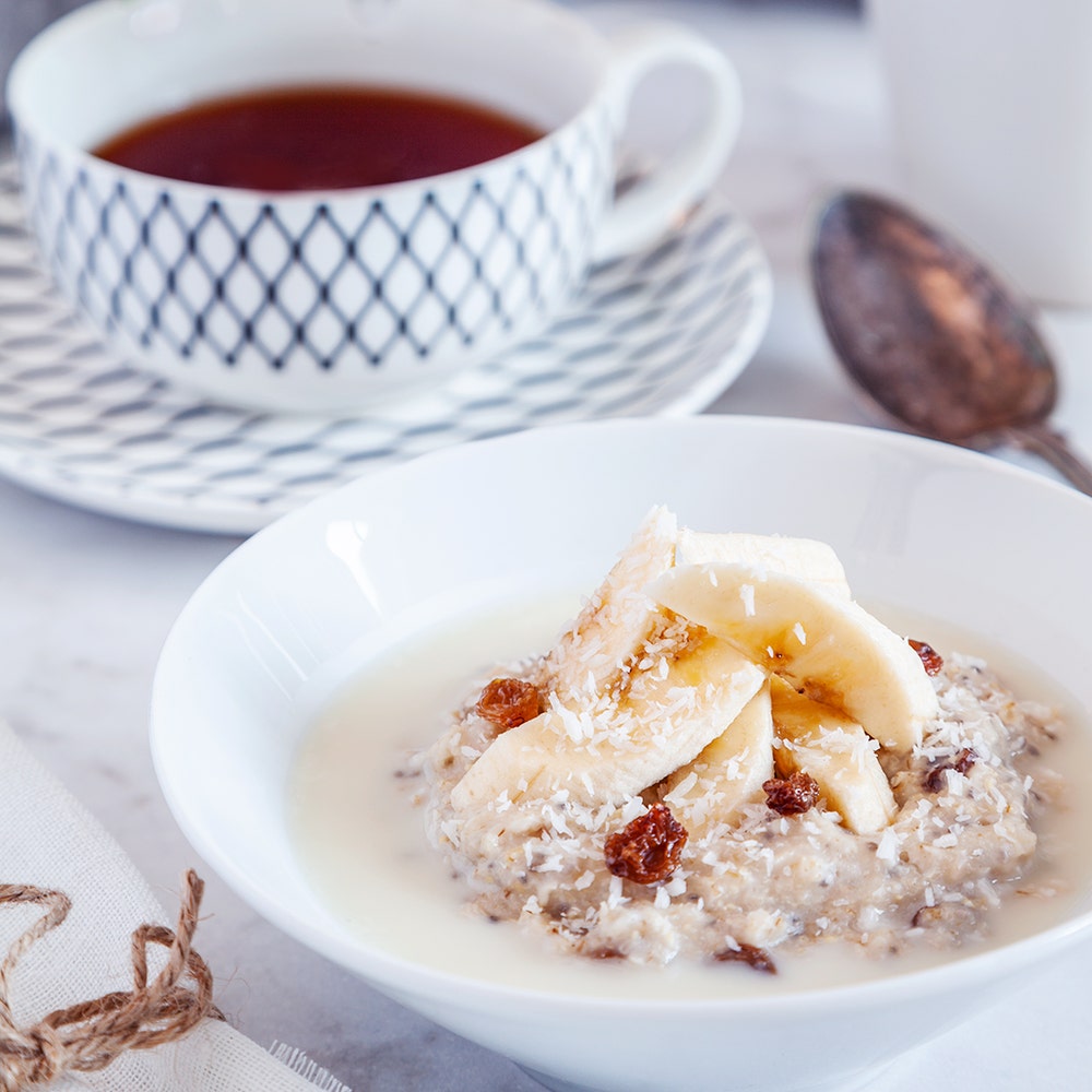 Havregrynsgröt med kokos och banan