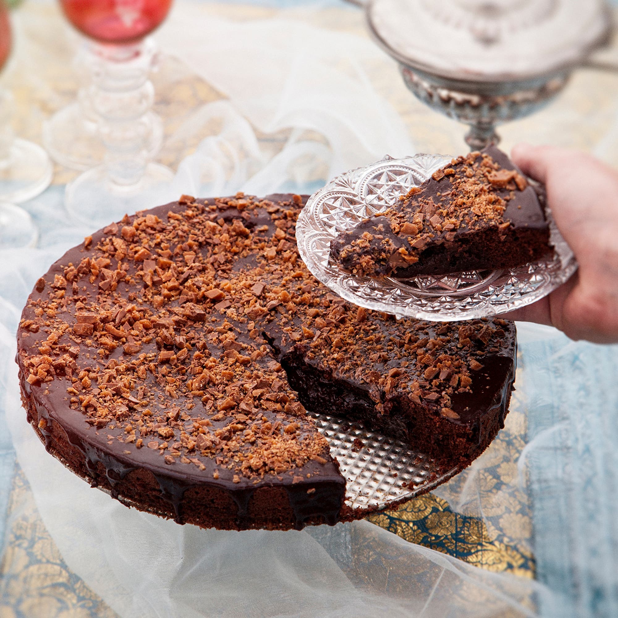 Kladdkaka med daimtäcke