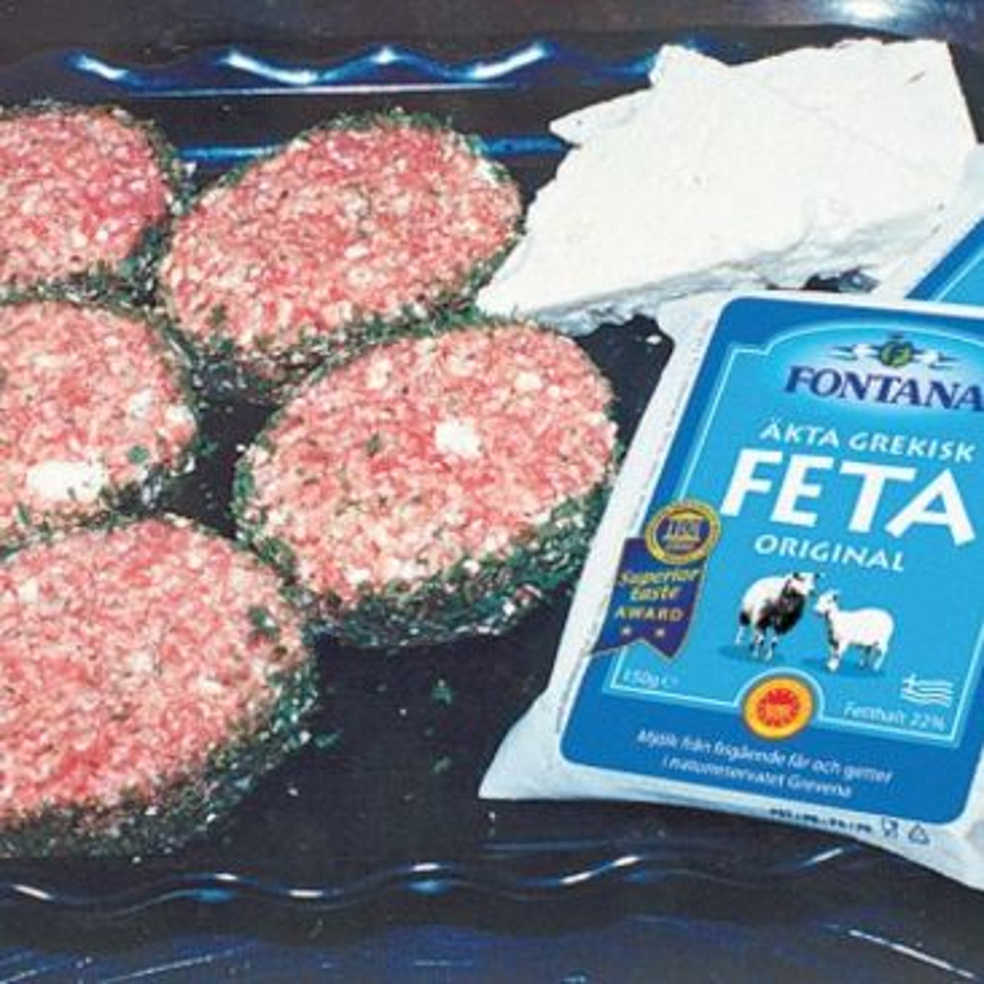 Grekiska lammfärsbiffar med fetaost