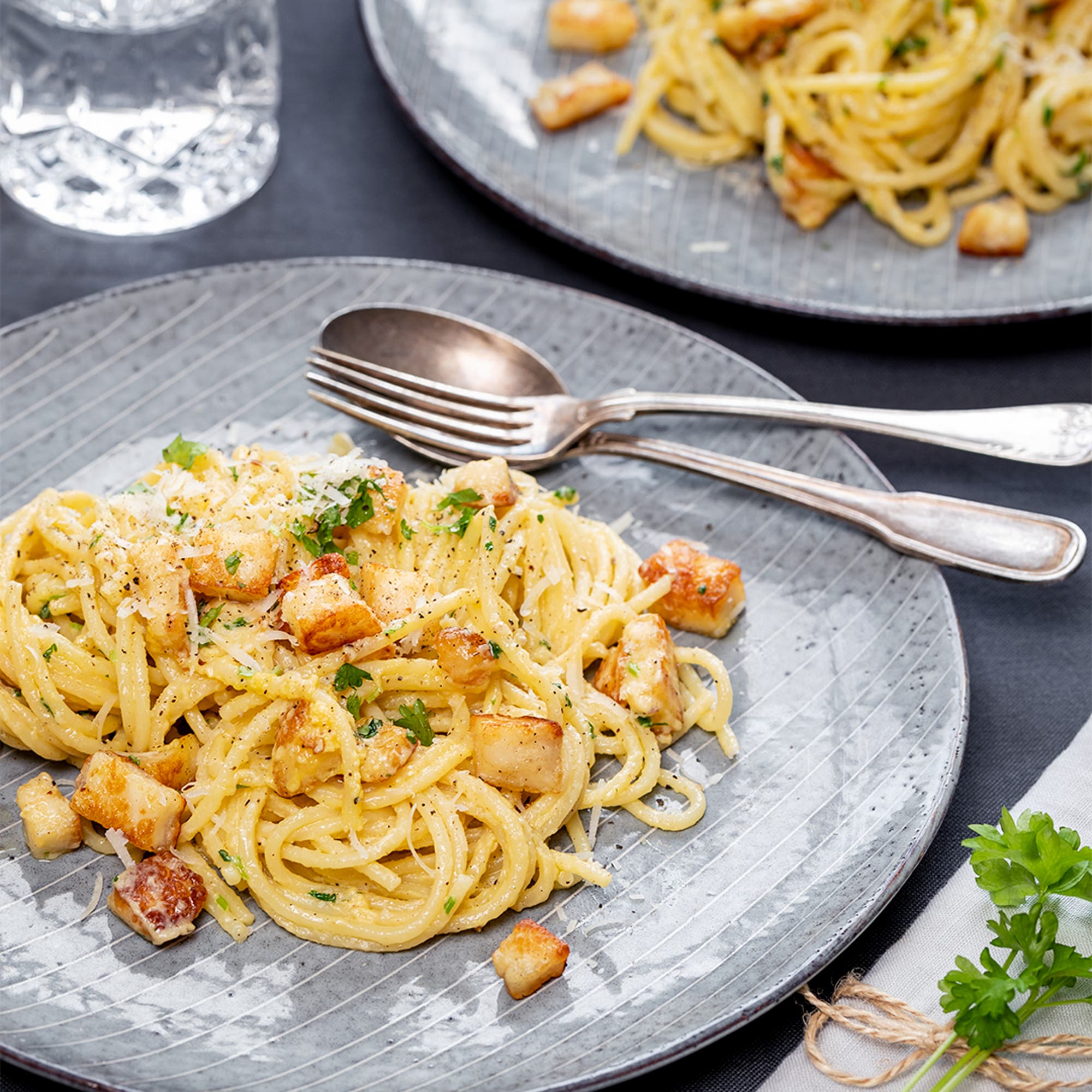 Halloumi carbonara