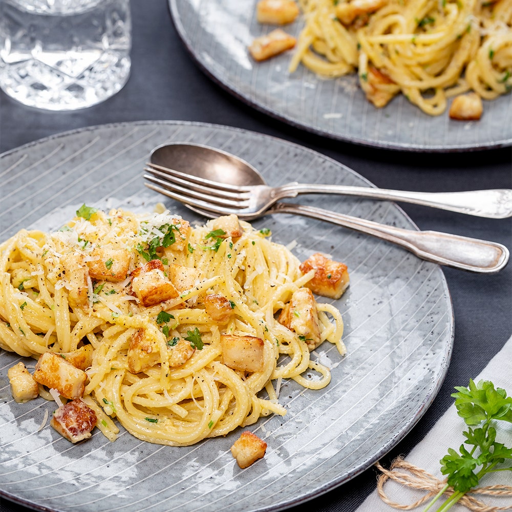 Halloumi carbonara