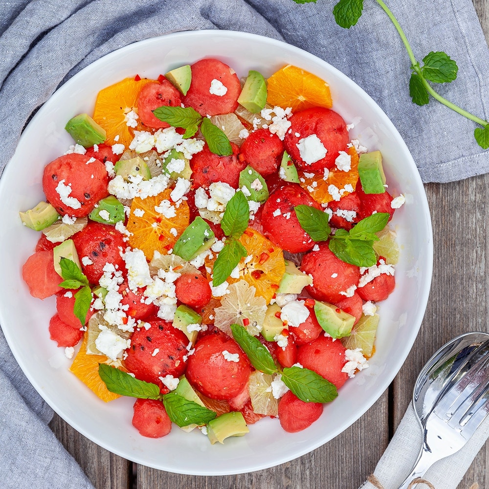 Vattenmelonsallad med avokado och citrus