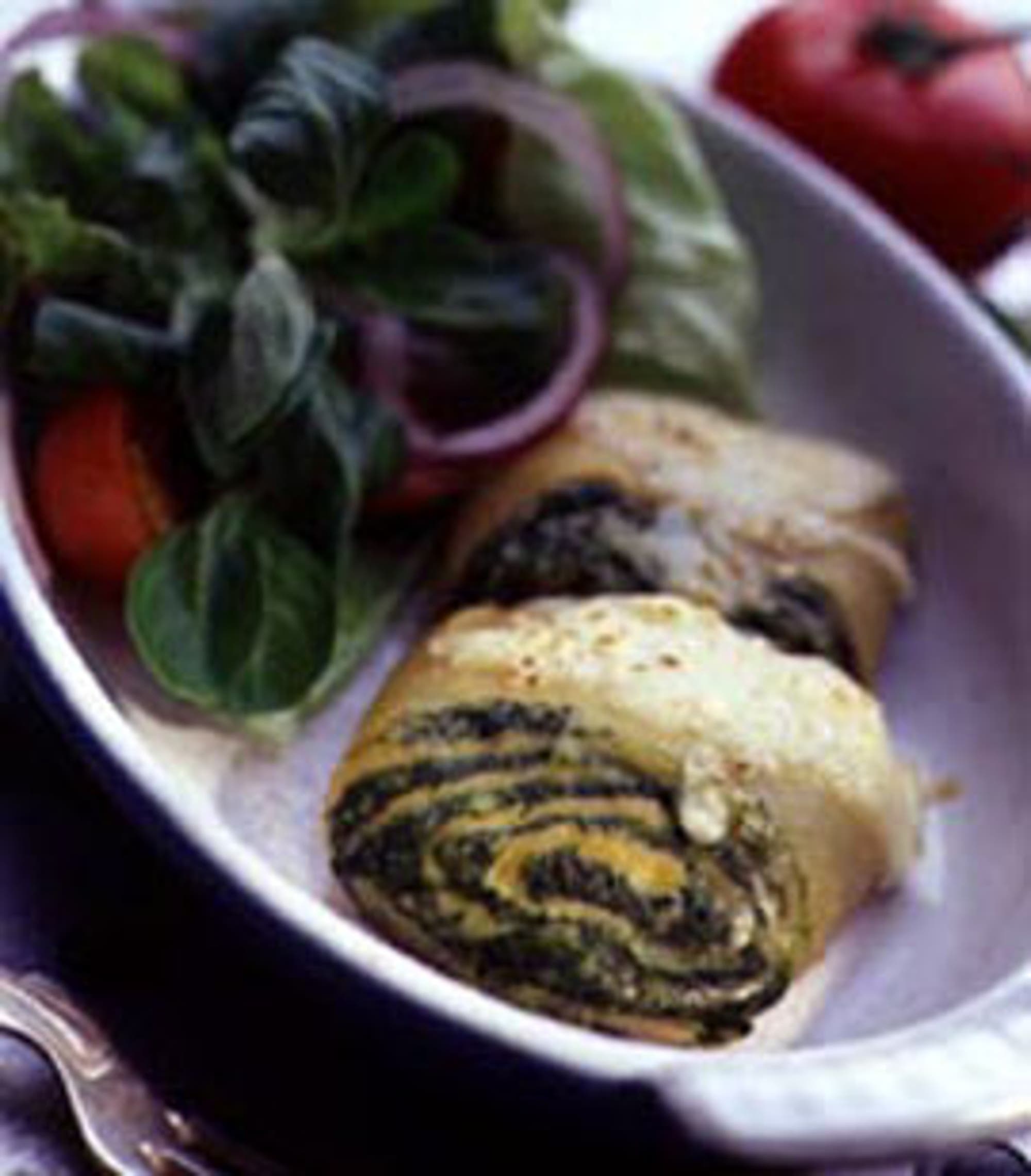Vegetarisk spenatrulle