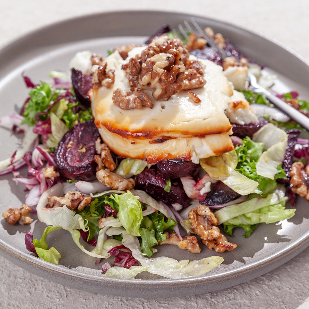 Chèvresallad med rostade rödbetor