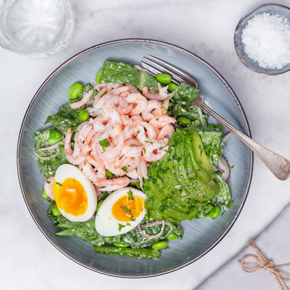 Räksallad med avokado och ägg