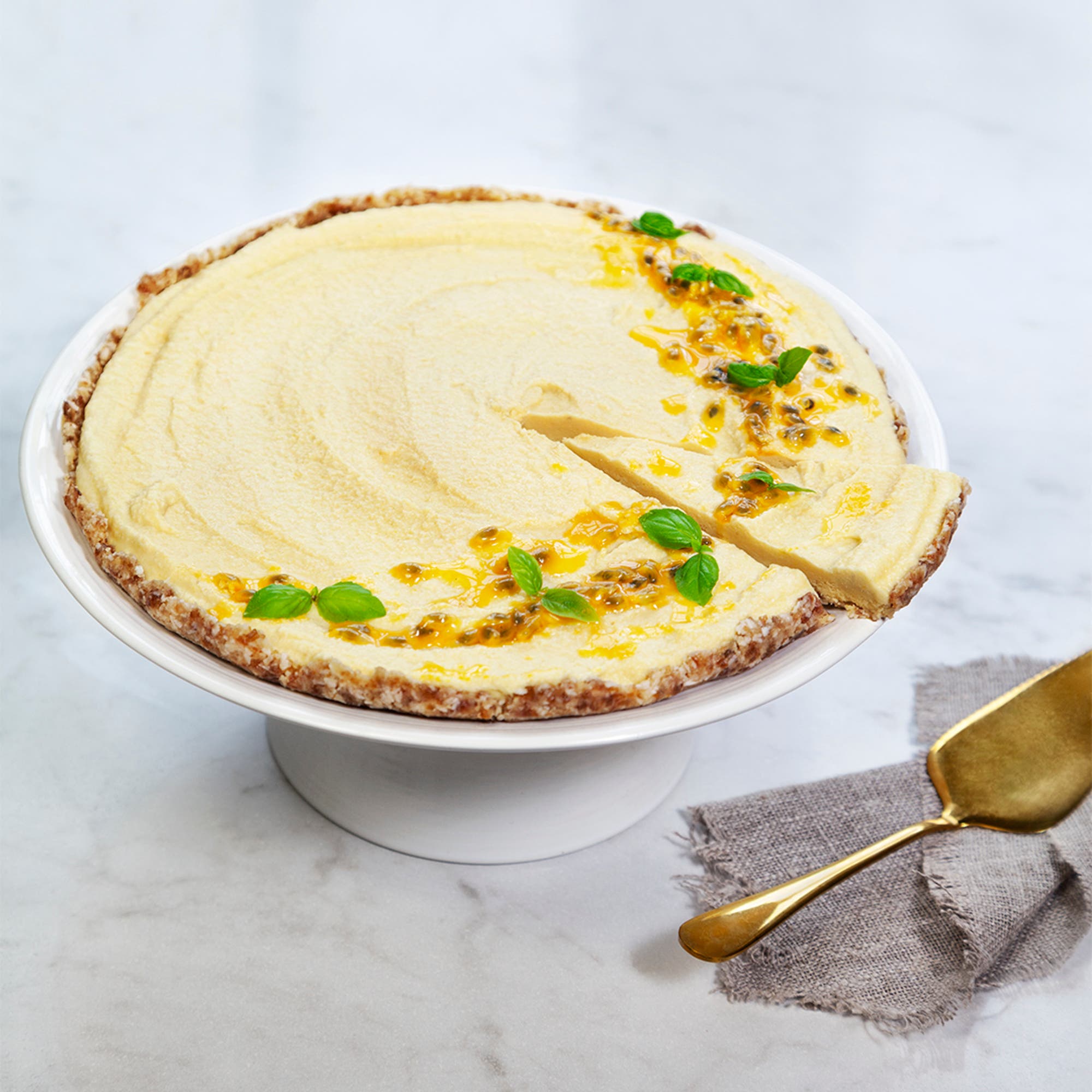 Vegansk rawfoodtårta med passionsfrukt
