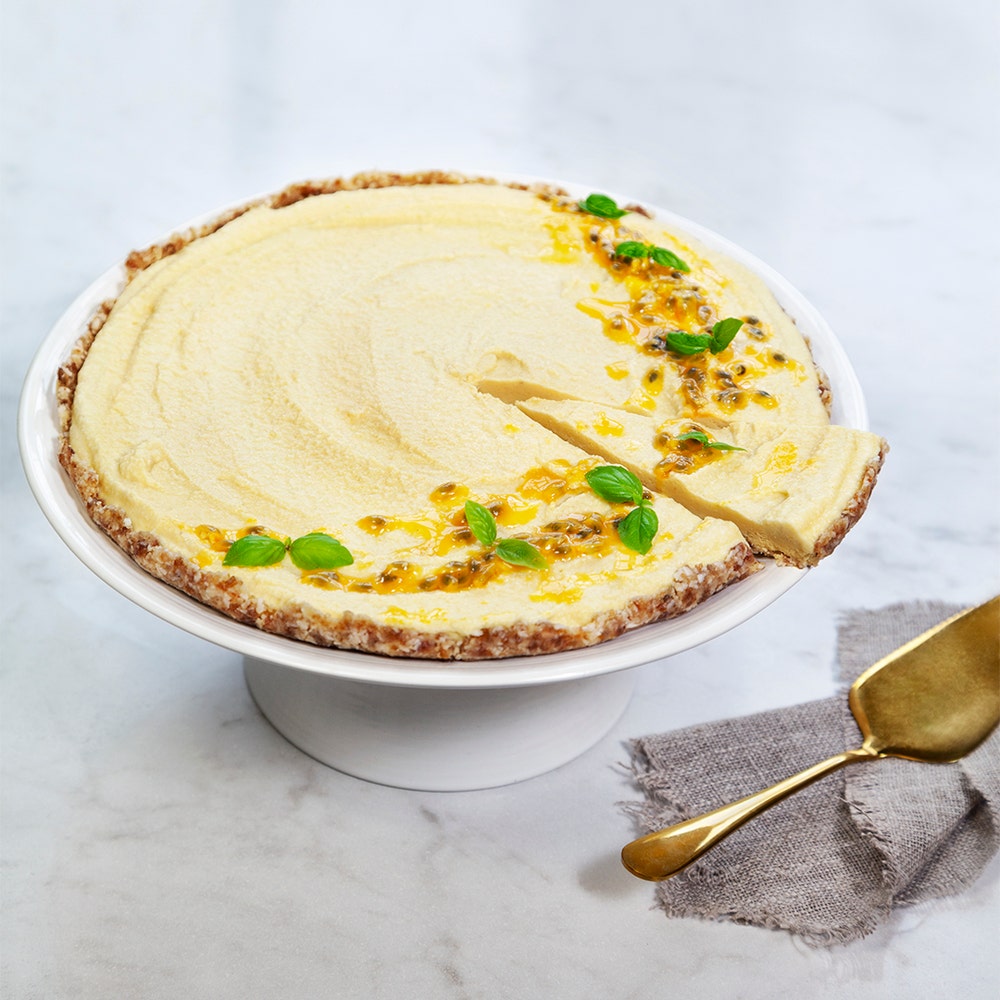 Vegansk rawfoodtårta med passionsfrukt