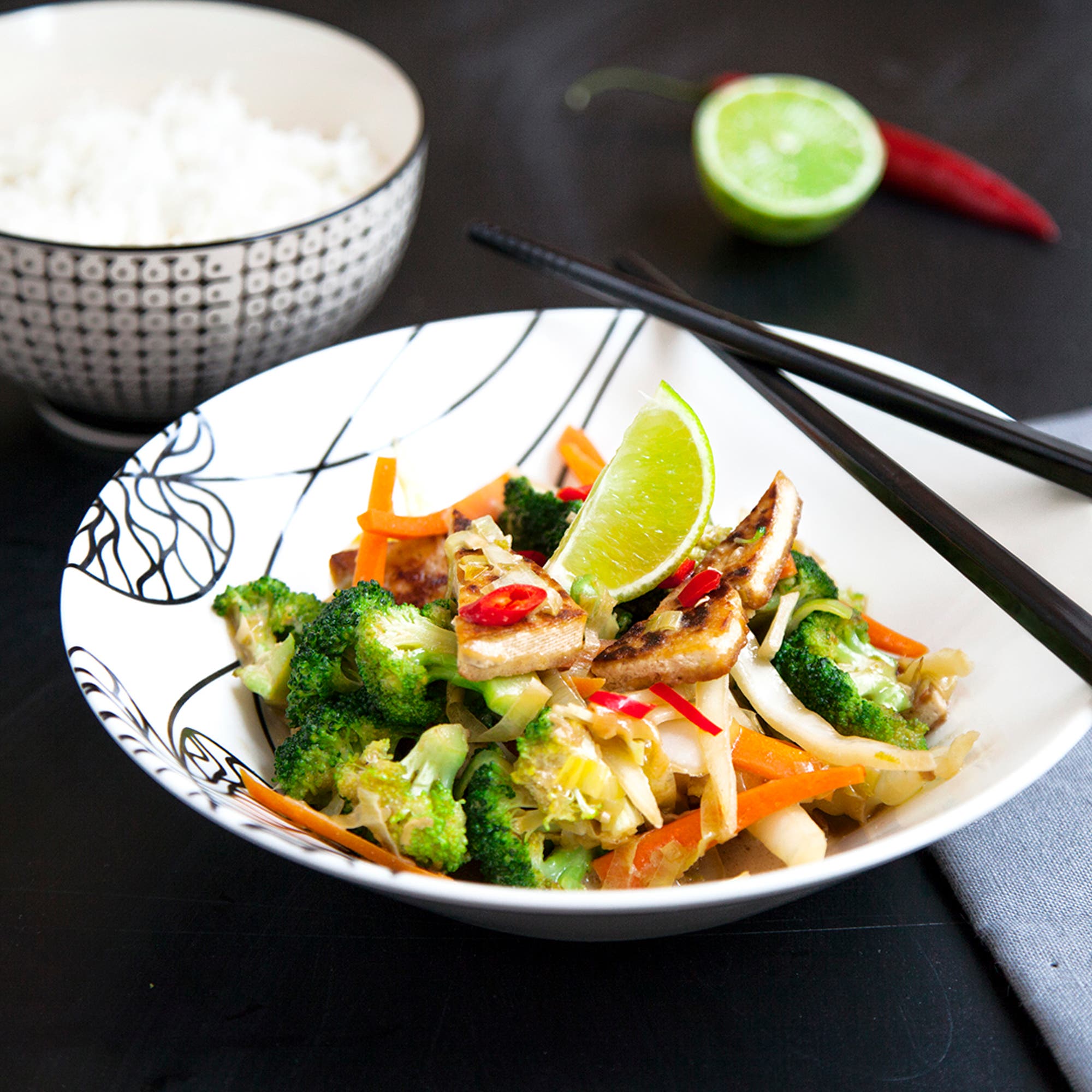 Vegowok med tofu och grönsaker