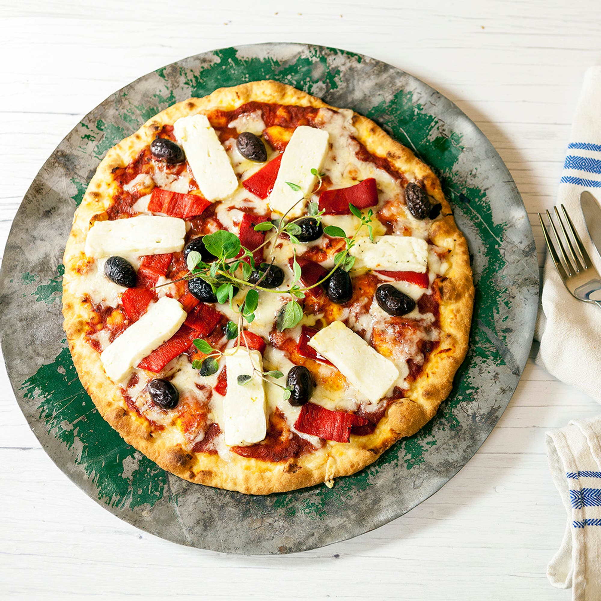 Pizza med halloumi