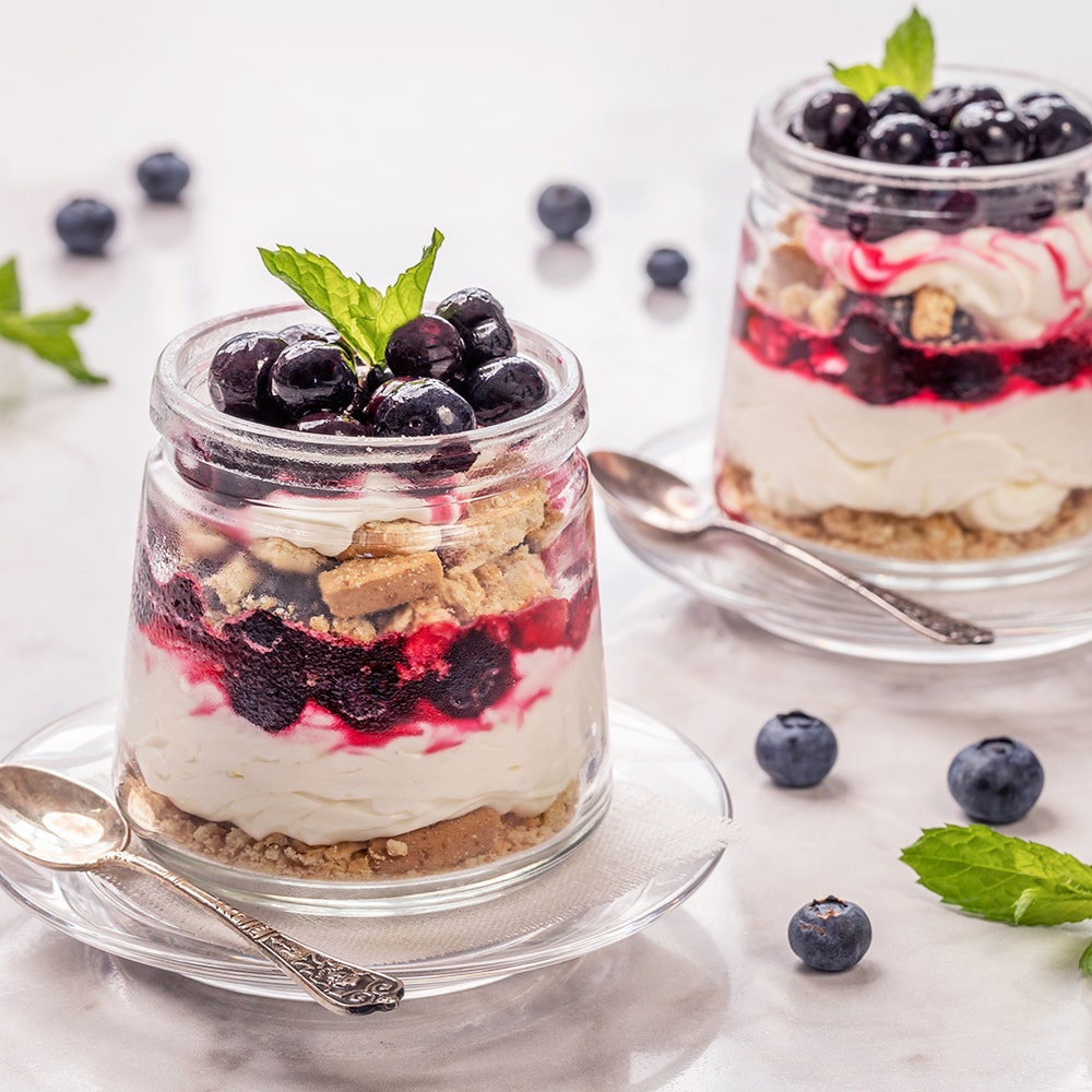 Snabb blåbärscheesecake i glas